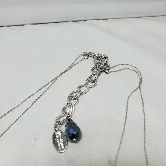 Ali Khan 2 row illusion rope necklace with faceted black glass beads and crystal - Picture 5 of 8